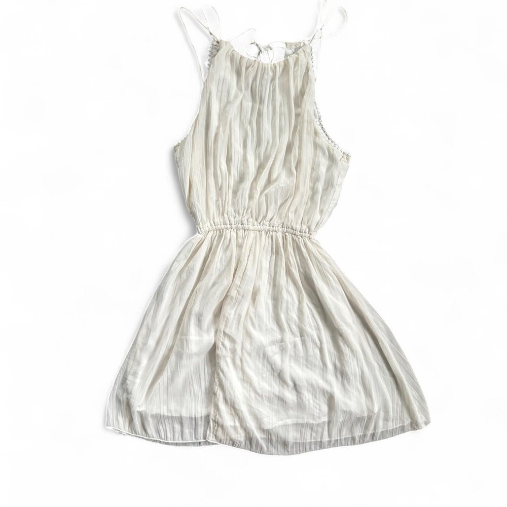 Abercrombie & Fitch Cream Ruched Halter Sundress